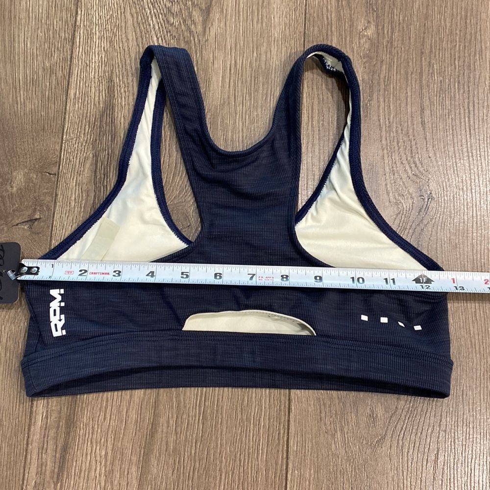 RPM Whitney Blix Bra Blue Ribbed Racerback Training Sports Bra Size Small - Picture 10 of 11
